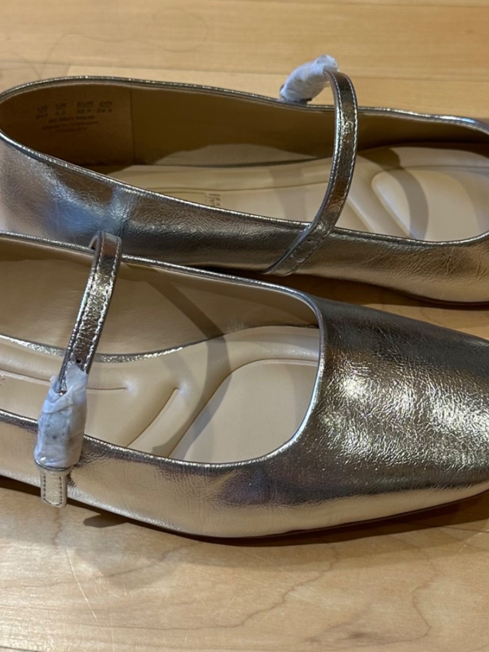 Franco Sarto Tinsley Square Toe Mary Jane Flats Silver Size 8M - Picture 8 of 11